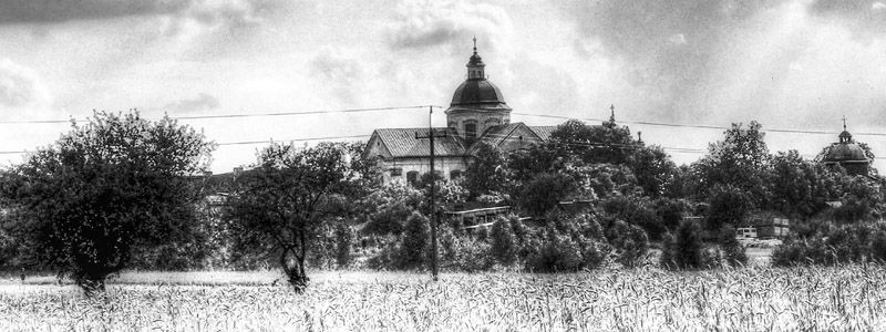Sanktuarium w Studziannie — widok historyczny z pola
